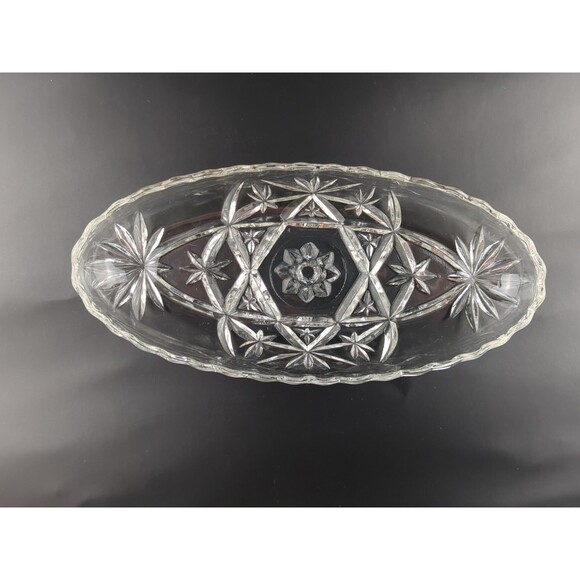 Vintage Glass Decorative Candy Dish Oval Shaped Banana Split Relish Trinkets - Picture 2 of 4